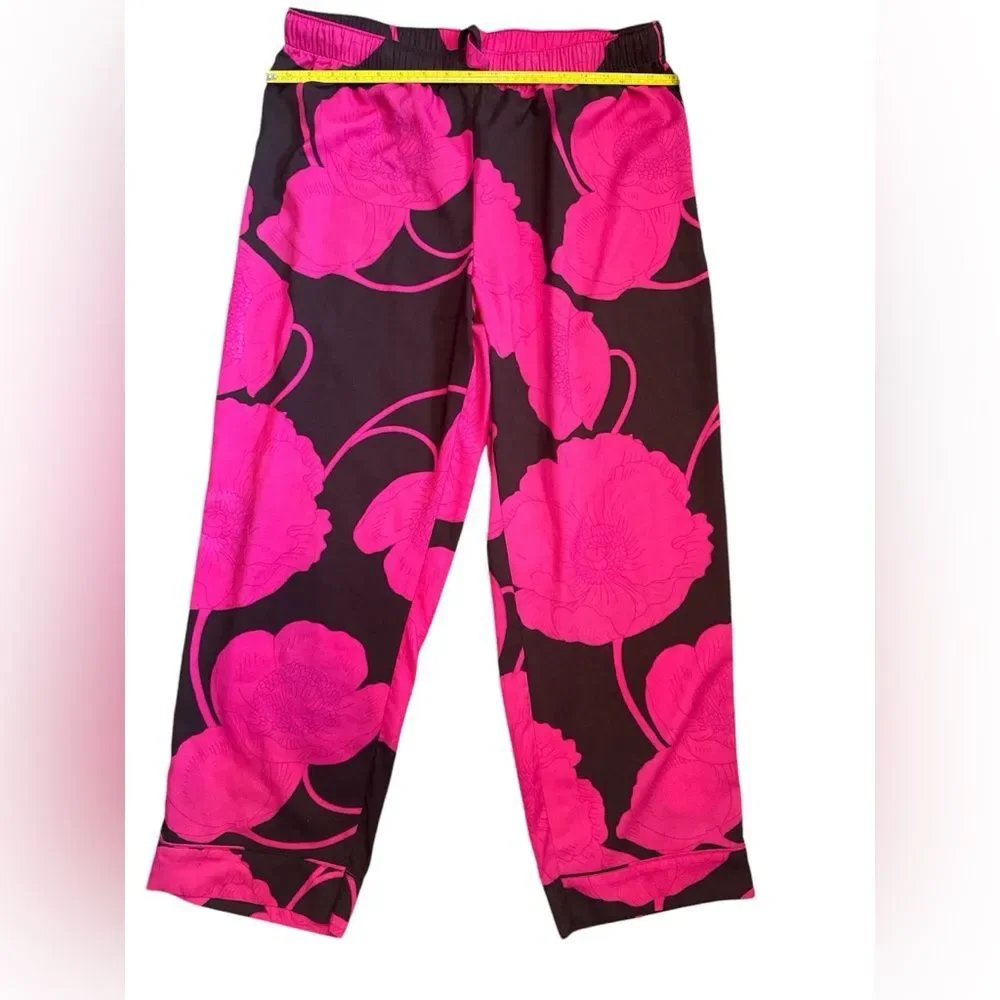 Ann Taylor‎ Floral Sleep Pants Pink Brown Women’s Size Large Drawstring Waist